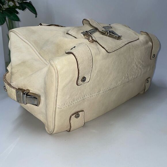 🎊RARE🎊 Via Republica Leather Satchel Beige Large - Picture 8 of 11